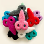 Silicone Focal Beads Creative Scissors Embossed Details Color Mix 20pcs