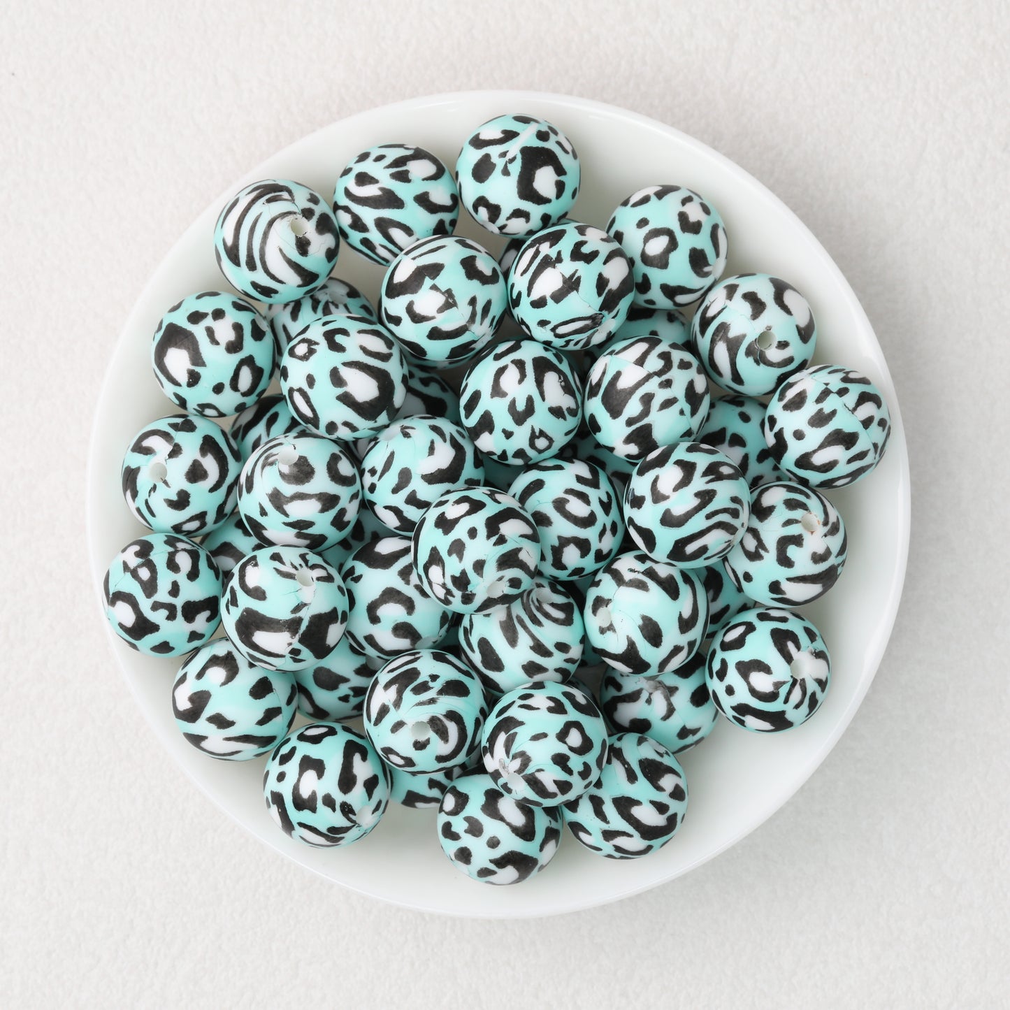 15mm Leopard Pattern Silicone Round Beads 50pcs 15