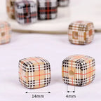 Burberry Style Printed Acrylic Square Beads 14mm 40pcs 2