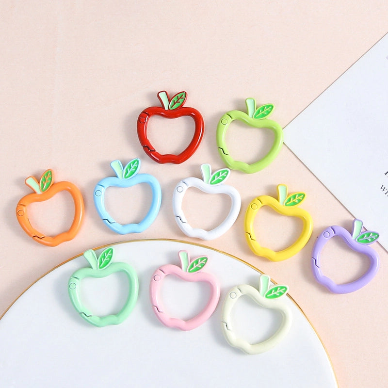 Zinc Alloy Apple Shape Trigger Spring Key Rings 3cm 6pcs