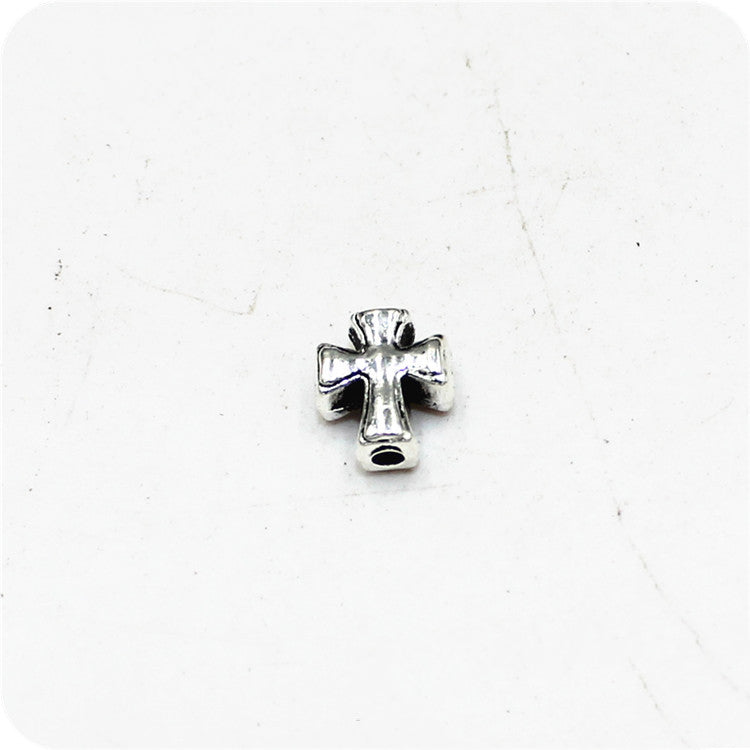 Cross Metal Beads 9mm Antique Silver Tone Alloy 50pcs