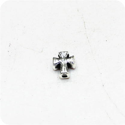 Cross Metal Beads 9mm Antique Silver Tone Alloy 50pcs