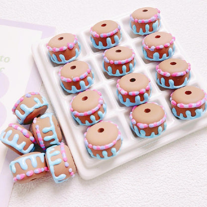 Painted Cake Acrylic Beads 14x20mm Colorful Dripping Icing 10pcs 14