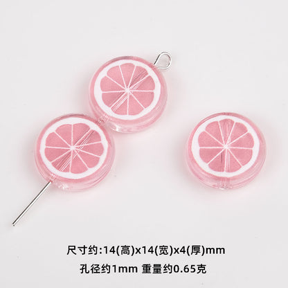 Colorful 14mm Round Acrylic Lemon Slice Beads 50pcs 7