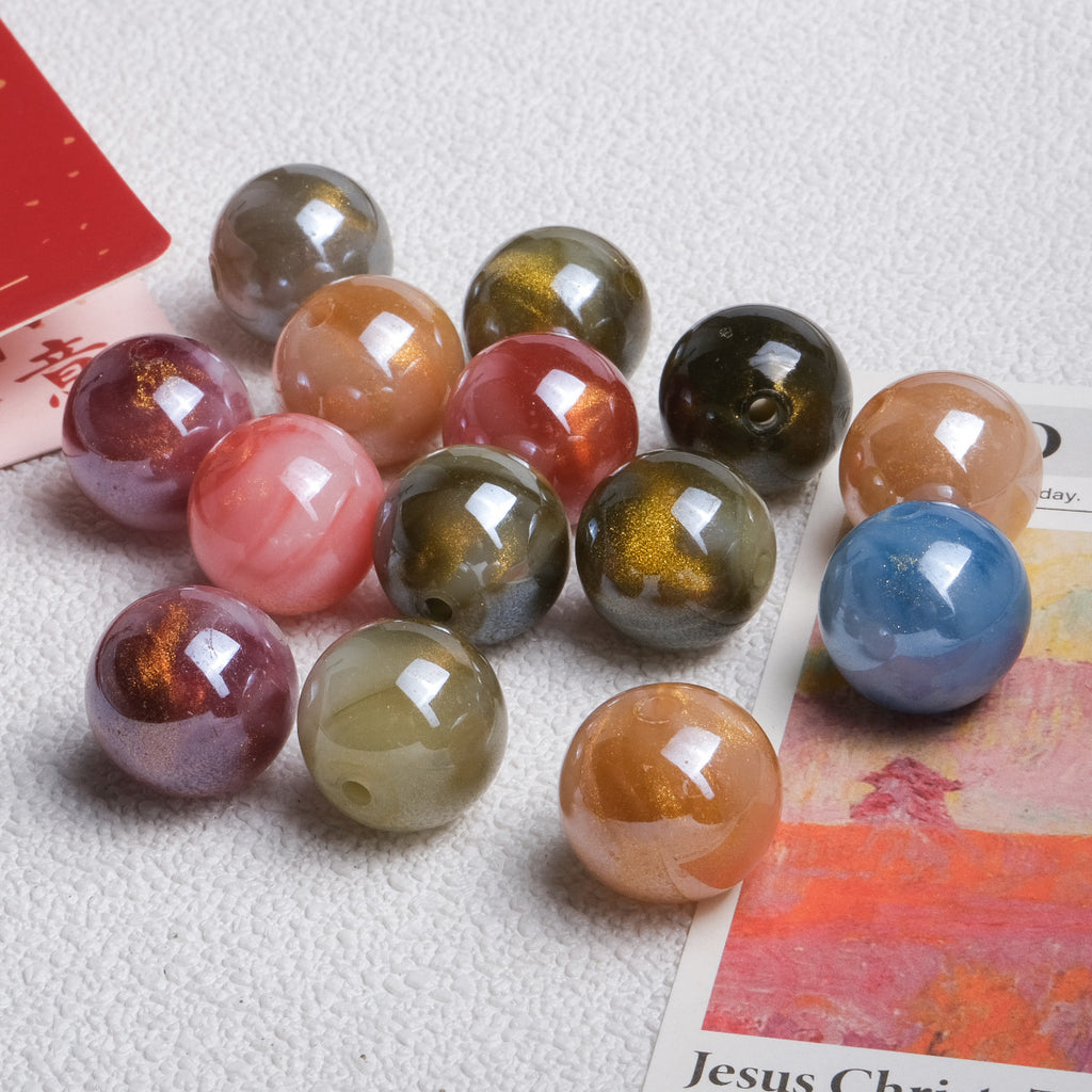Plated Bubblegum Beads 20mm Vintage Fluid Gilded Marbled 50pcs