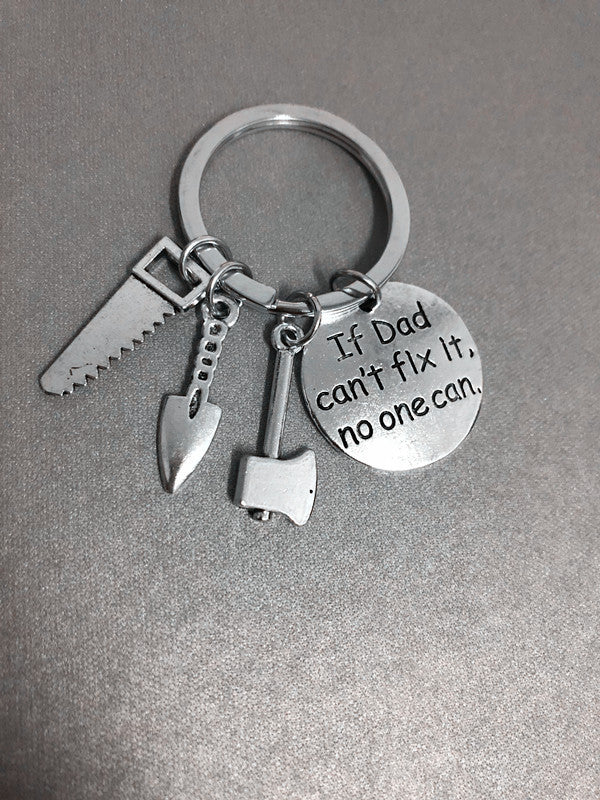 Alloy Handyman Tool Round Tag Keychain Polished Silver Metal 25