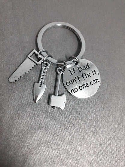 Alloy Handyman Tool Round Tag Keychain Polished Silver Metal 25