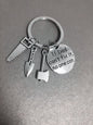 Alloy Handyman Tool Round Tag Keychain Polished Silver Metal 25