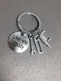 Alloy Handyman Tool Round Tag Keychain Polished Silver Metal 26