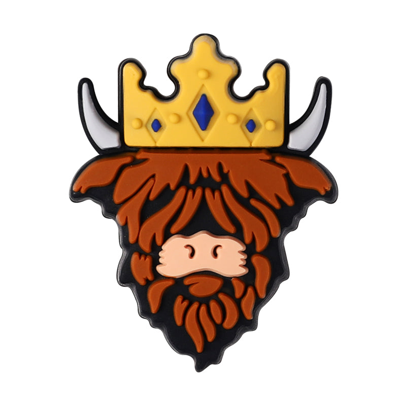 Silicone Focal Beads Highland Cattle Wearing Police Hat Crown 20pcs 17