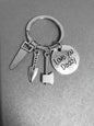 Alloy Handyman Tool Round Tag Keychain Polished Silver Metal 23