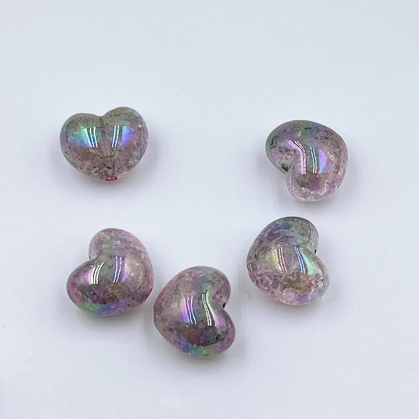 Gradient Heart Acrylic Beads 22mm Dual Color Crackle 50pcs 7