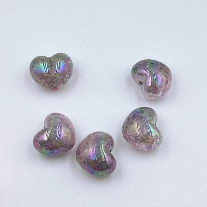 Gradient Heart Acrylic Beads 22mm Dual Color Crackle 50pcs 7