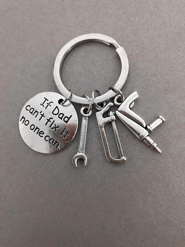 Alloy Handyman Tool Round Tag Keychain Polished Silver Metal 24