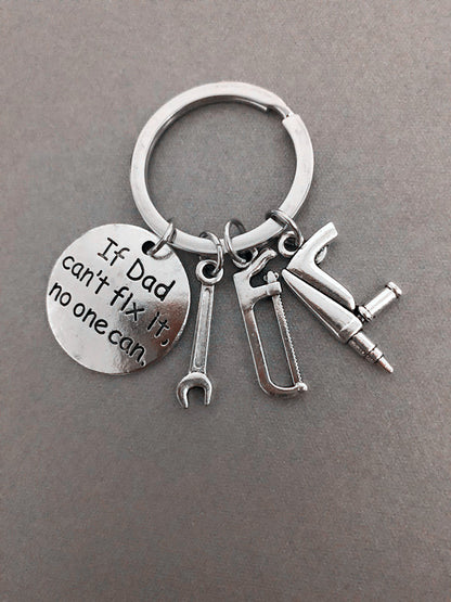 Alloy Handyman Tool Round Tag Keychain Polished Silver Metal 24