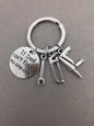 Alloy Handyman Tool Round Tag Keychain Polished Silver Metal 24