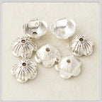 Alloy Five-Petal Bead Caps 12mm Chubby Bright Silver 100pcs