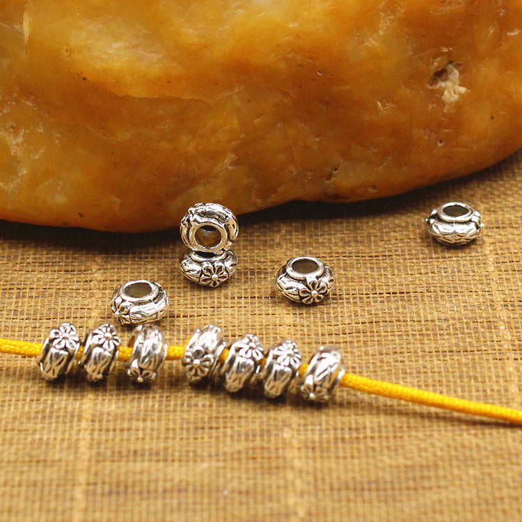 Alloy Plum Blossom Spacer Beads 6mm Silver Tone 100pcs 3