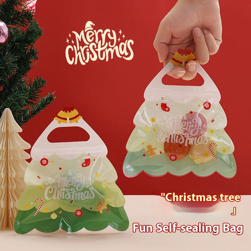 Christmas Tree Shaped Resealable Zip Lock Plastic Bags 18.5x21cm 10pcs