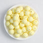 Striped 15mm Priented Round Silicone Beads Balloon Design 50pcs - Light Yellow