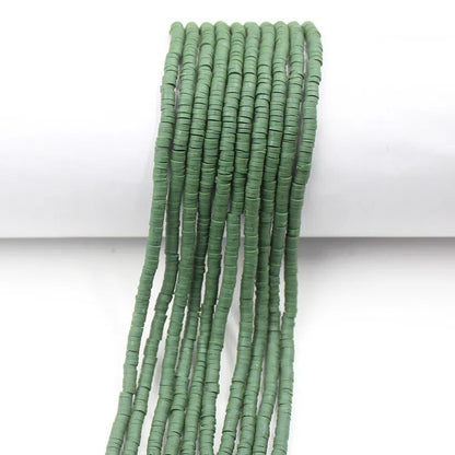 Flat Clay Beads 4mm Solid Color Polymer Disc 10strands 44