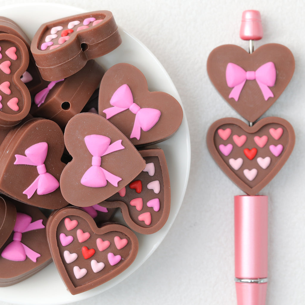 3D Valentine Day Chocolate Gift Box Silicone Focal Beads 20Pcs 