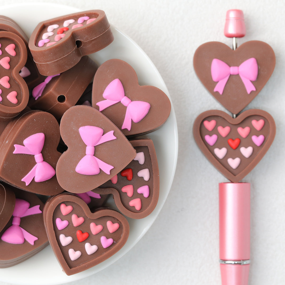 3D Valentine Day Chocolate Gift Box Silicone Focal Beads 20Pcs 