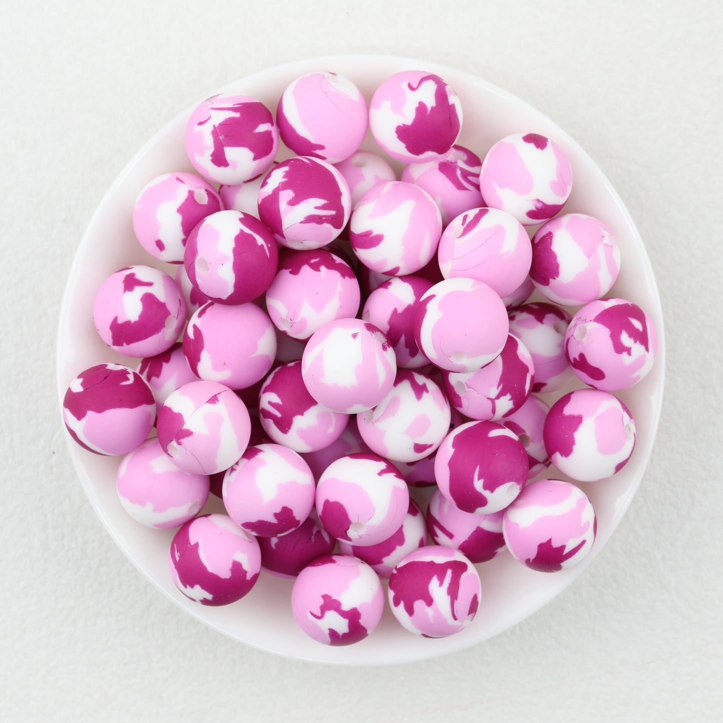 Colorful 15mm Printed Round Silicone Beads with Flower Patterns 50pcs 6