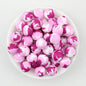 Colorful 15mm Printed Round Silicone Beads with Flower Patterns 50pcs 6