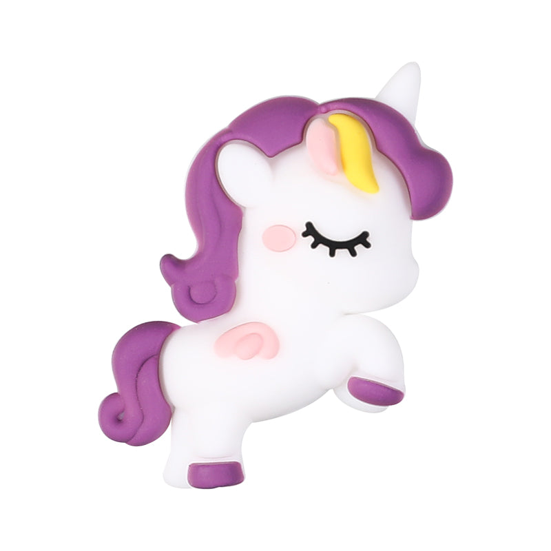 Silicone 3D Focal Beads Unicorn Pastel Colors Curly Manes 20pcs 12