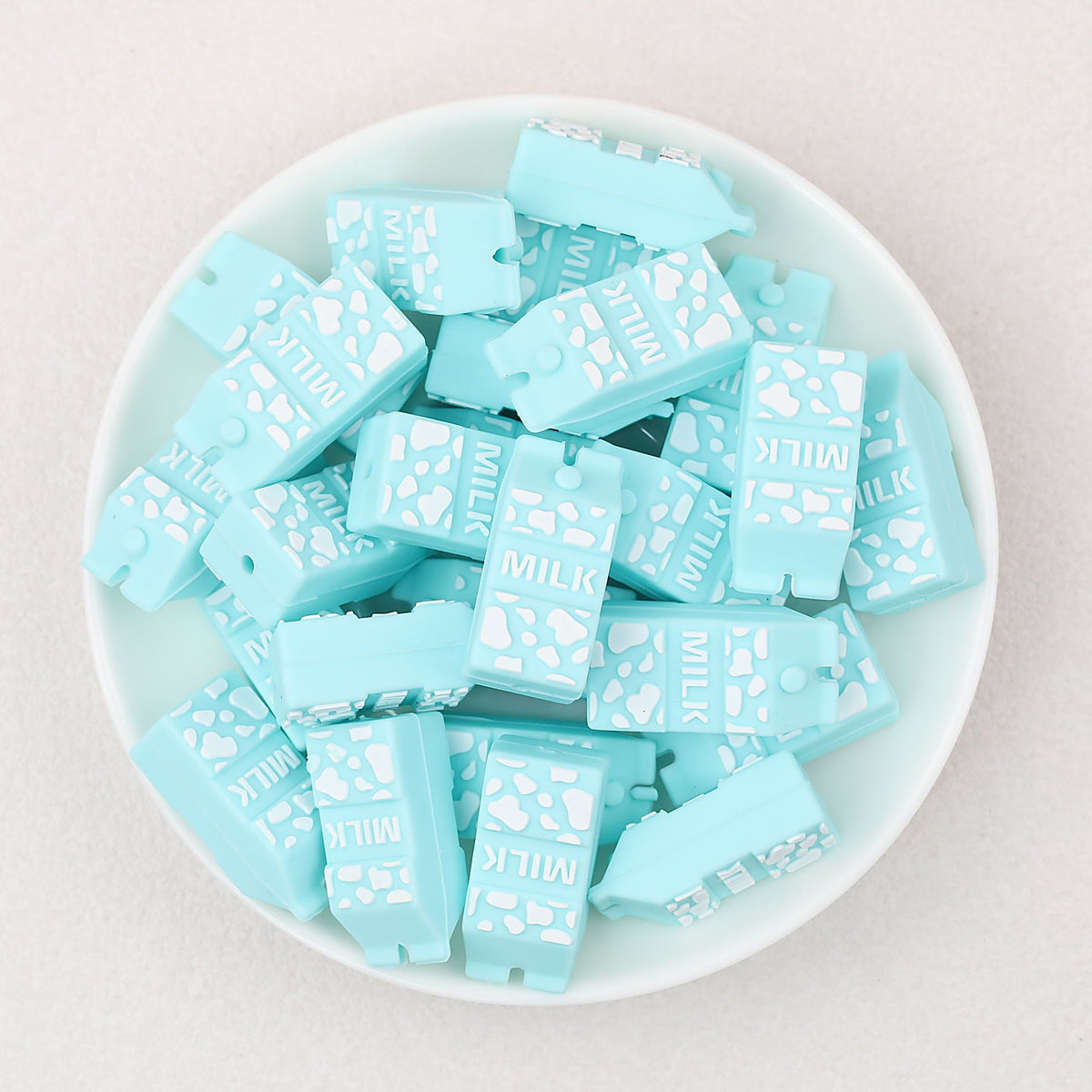 3D Blue Milk Carton Silicone Focal Beads 20pcs