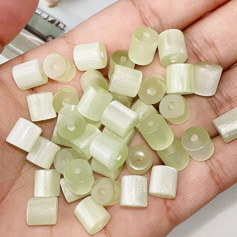 Gradient Color Cylindrical Resin Beads 8mm Glitter Effect 10pcs 9