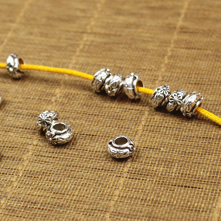 Alloy Plum Blossom Spacer Beads 6mm Silver Tone 100pcs 2