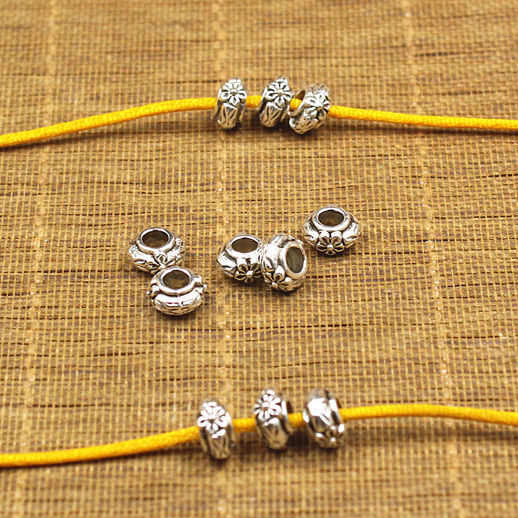 Alloy Plum Blossom Spacer Beads 6mm Silver Tone 100pcs 4