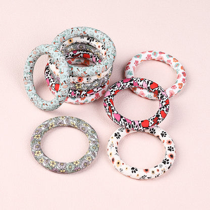 65mm Printed Silicone Beads Round Rings Floral Animal Spots Prints 2
