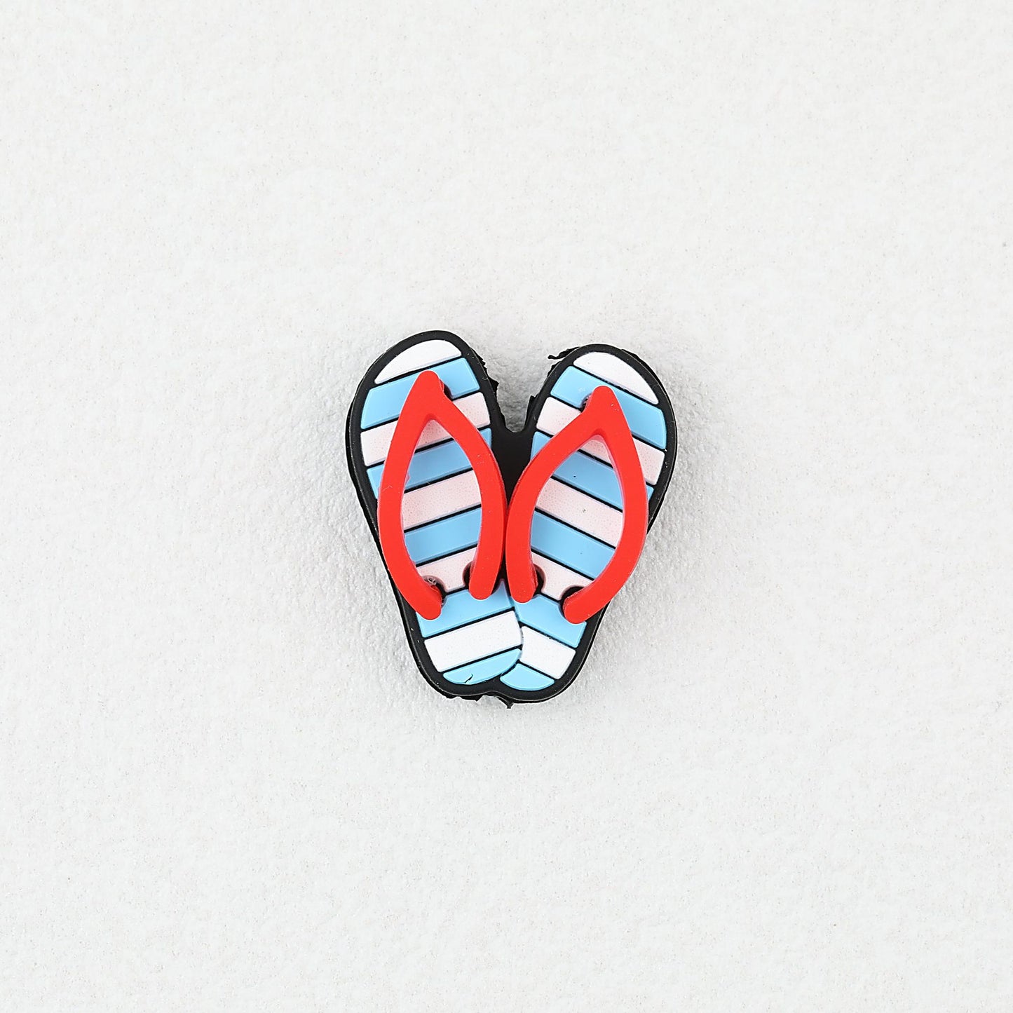 3D Colorful Flip Flop Silicone Focal Beads Multicolor Striped 20pcs - Flip Flop 3
