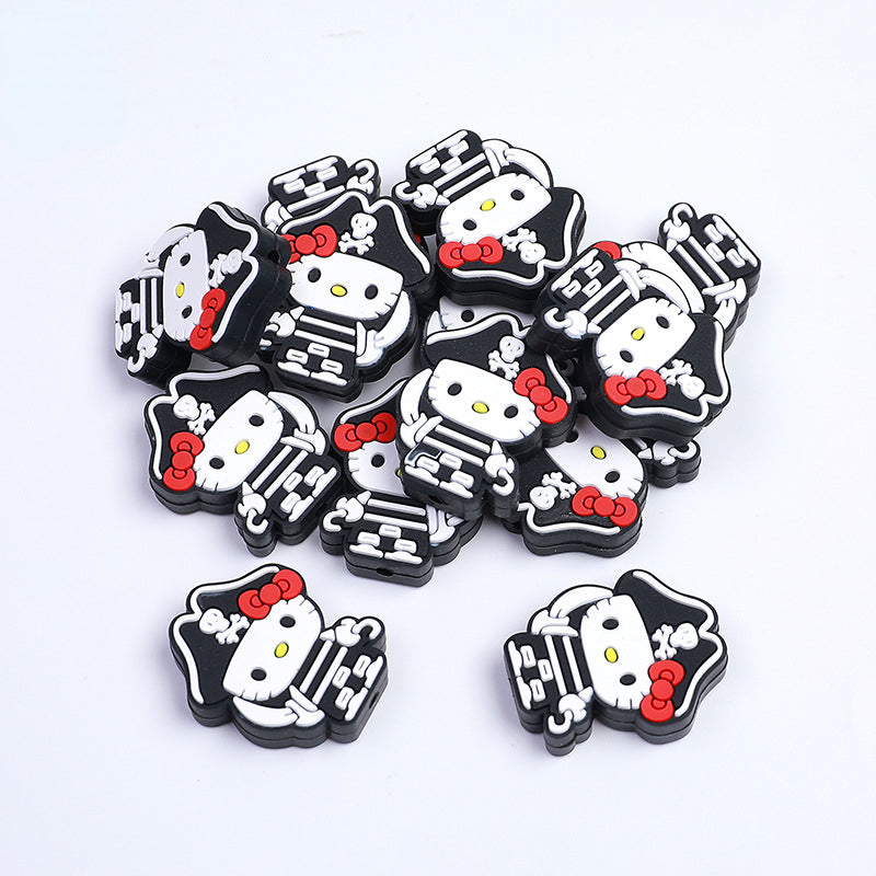 Silicone Focal Beads Pirate Kitty Kuromi Wearing Pirate Hat 20pcs 3