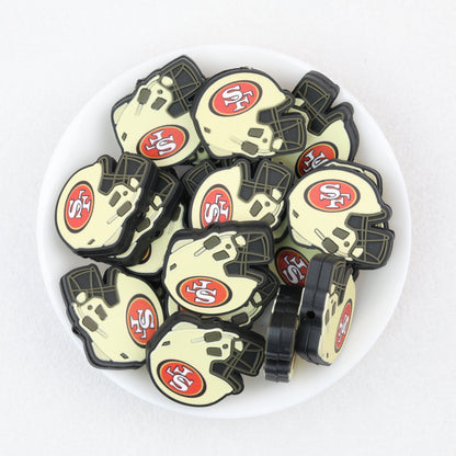 NFL Teams Helmet Silicone Focal Beads Printed Designs 20pcs 12