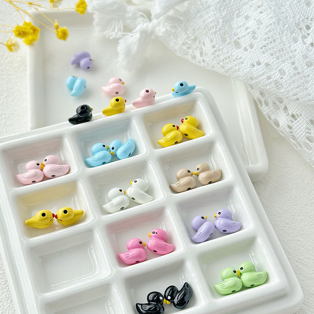 Duck Metal Beads 10mm 3D Baking Painted Alloy 10pcs