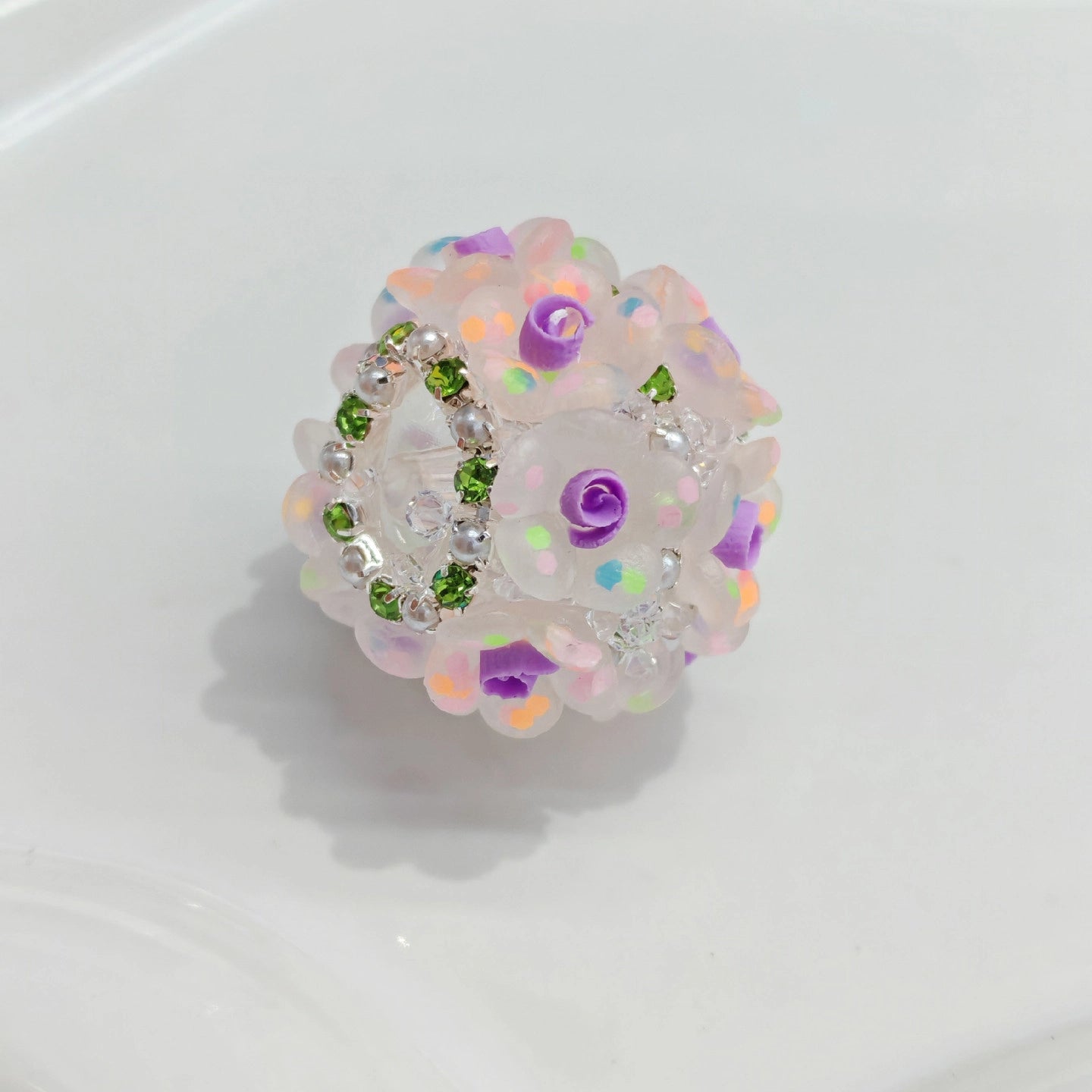 Embellished Bubblegum Beads 18mm Matte Confetti Floral 4pcs 11