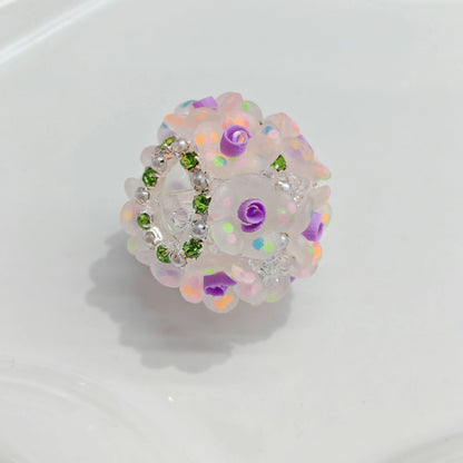 Embellished Bubblegum Beads 18mm Matte Confetti Floral 4pcs 11