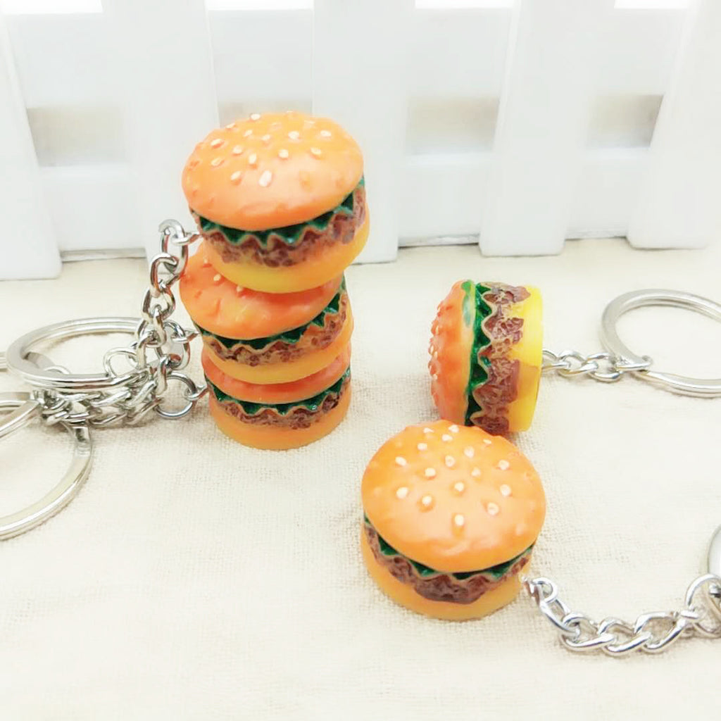 Resin Hamburg Food Keychain Glossy Mini Burger Charm 6