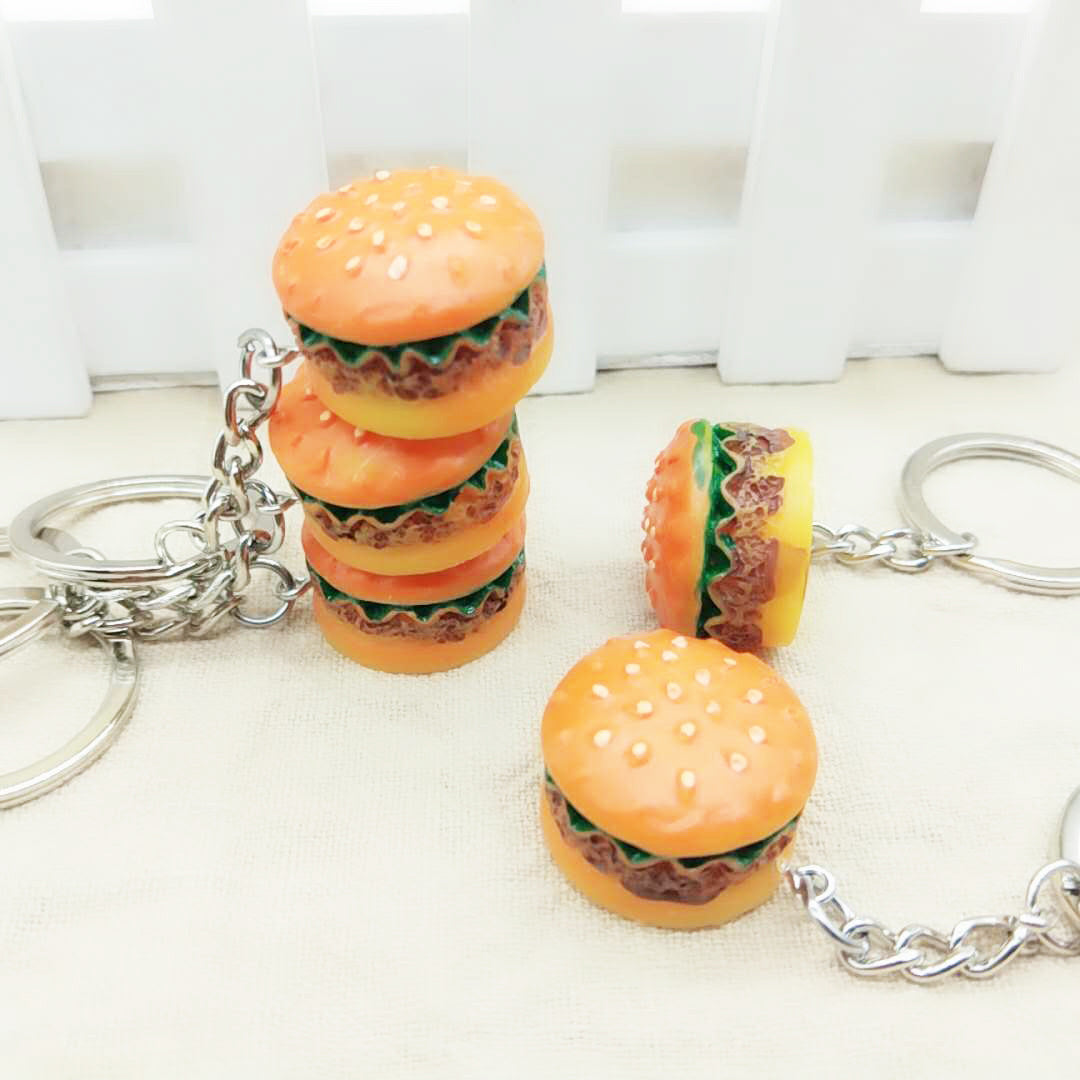 Resin Hamburg Food Keychain Glossy Mini Burger Charm 6
