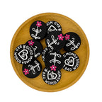 Silicone Focal Beads Good Moms Black Pink Flower Cheeky Text 20pcs 2