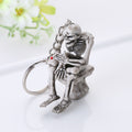 Rubber Halloween Skull Keychain Creative Skeleton on Throne Grey 7