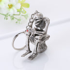 Rubber Halloween Skull Keychain Creative Skeleton on Throne Grey 7