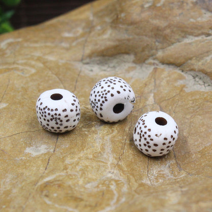 Imitation Bodhi Barrel Resin Beads 9mm Natural Brown Speckled 100pcs 3