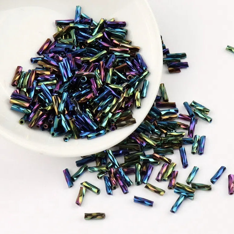 Plating Metallic Color Twisted Bugle Glass Beads 6mm 2500pcs 18
