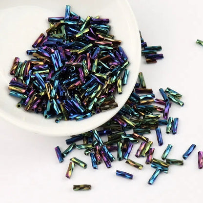 Plating Metallic Color Twisted Bugle Glass Beads 6mm 2500pcs 18