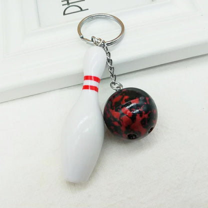 Metal Bowling Ball and Pin Keychain Colorful Sports Charm 5
